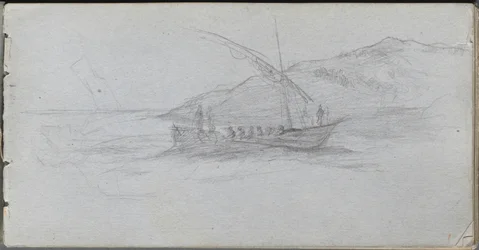 Caderno de desenho, página 88: Paisagem marinha e Figura.