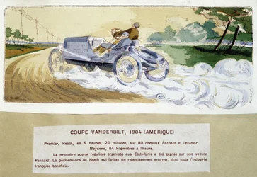 Corrida: a Copa Vanderbilt em 1904 - sorteio por Ernest Montaut (1878-1909).