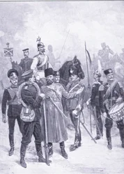 Tipos de soldados russos, ilustração fromCassells História da Guerra Russo-Japonesa Vol 1, c.1900
