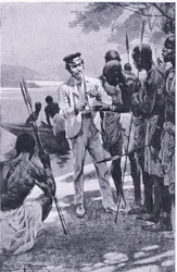Vencendo a amizade com um relógio, ilustração fromCassells Romance of Famous Lives, c.1940