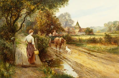 Um encontro na estrada, c.1900 (óleo sobre tela)