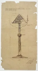 Design para Ebony Atril incrustado com osso e prata para Igreja de St. Andrews, Roker 1906 (caneta e tinta sobre papel)