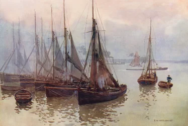 Rio Tamisa: The Shrimping Fleet, Gravesend (litografia a cores)