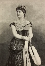 Margaret de Savoy (1851-1926), Rainha de Itália de 1878 a 1900, foto de Cattani, Bertelli e de Hagen, gravura de Ernesto Mancastroppa de L