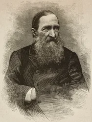 Poeta Jozef Ignacy Kraszewski (1812-1887) em Genebra em 19 de março, gravura de Ernesto Mancastroppa da foto de Romarolo, de L