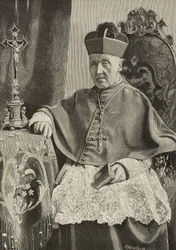 Retrato de Luigi Nazari de Calabiana (1808-1893), político italiano e arcebispo de Itália, gravado por Ernesto Mancastropa após foto de Ganzini e Gabriel, de L