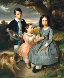 Retrato de grupo infantil, de Moser, Ernst Christian (1815-1867). Óleo sobre tela