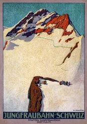 Jungfraujoch, cume nos Alpes suíços. cerca de 1920-30 (ilustração)