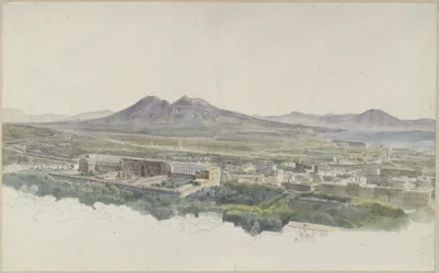 Vista sobre Nápoles com Pompeia em direção ao Vesúvio