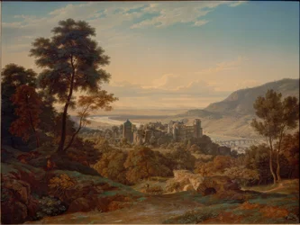 Heidelberg, castelo e cidade do leste com vista para a planície do Reno