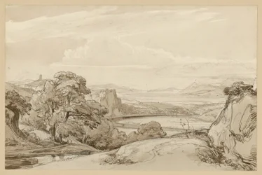 Paisagem no lago de Nemi, perto de Genzano