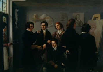 Grupo de retratos de jovens artistas