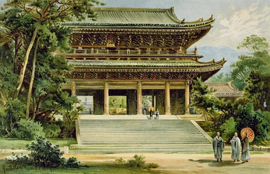 Templo budista em Kyoto, Japão, de &39;The History of Mankind&39;, Vol.III, do Prof. Friedrich Ratzel, 1898