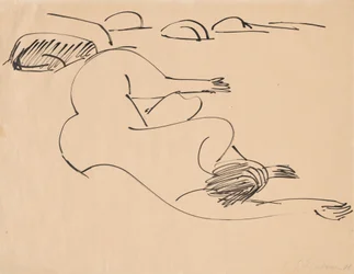 Erna Deitada na Praia entre Rochas, 1912.