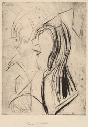 Cabeças de duas meninas, 1919.