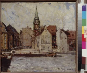Neukoelln (New Coelln) de Kolbe, Ernst (1876-1945). Óleo sobre papelão, Dimensão : 37,5x40. Museu de Belas Artes do Estado A. Pushkin, Moscou