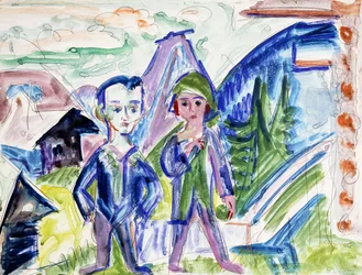 Casal em uma paisagem