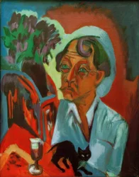 O pintor Stirner com gato