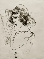 ELKirchner, retrato de Erna em um grande chapéu