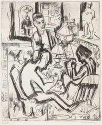 Interior com pessoas. 1923