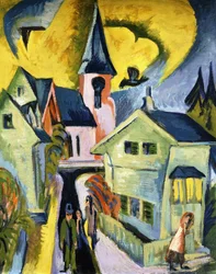 Konigstein com a igreja vermelha; Konigstein com a igreja vermelha