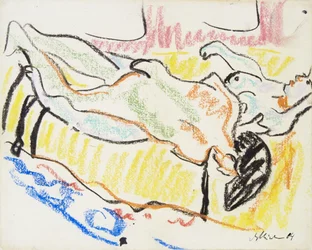 Casal de namorados no ateliê, dois nus, 1908-1909