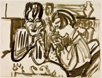 Casal à mesa