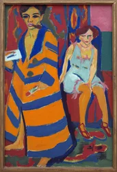 Auto-retrato com um modelo. Pintura de Ernst Ludwig Kirchner (1880-1938), Oil On Canvas