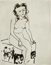 Sentado nu feminino