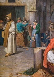 Um escriba romano a ler uma carta a uma jovem mulher