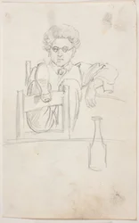 Ernst Meyer com as pernas jogadas nas costas de uma cadeira