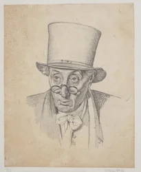 Estudo para a cabeça do escritor de cartas com óculos