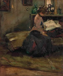 Senhora a ler (óleo sobre tela)