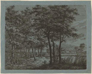 Paisagem com um camponês carregando lenha