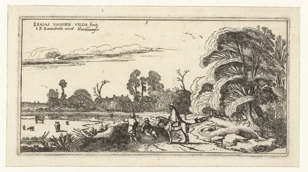 Cavaleiro e caminhantes numa estrada perto de Lisse
Paisagens (título da série)