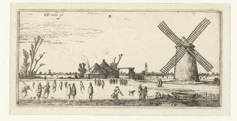 Patinadores no gelo perto de um moinho perto de Penningsveer
Paisagens (título da série)
