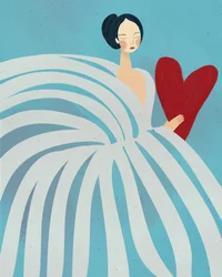 Mulher serena com coração