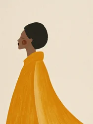 Mulher com capa amarela
