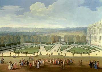 Promenade de Louis XIV (1638-1715) em vista da parte norte dos jardins de Versalhes Pintura de Etienne Allegrain (1644-1736) 1688 aproximadamente Sol. 2,3x2,9 m