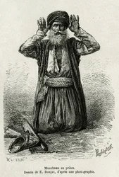 Orações muçulmanas. Gravura de E.Ronjat, para ilustrar La Syria d