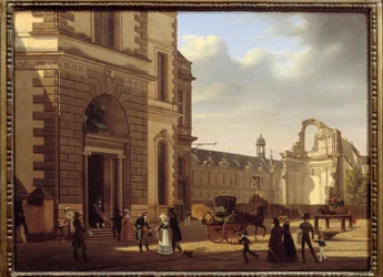 Entrada do Museu do Louvre e ruínas de Saint Louis du Louvre. Vista de Paris. Pintura de Etienne Bouhot (1780-1862)