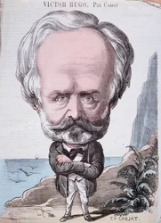 Victor Hugo (1802-85) na rocha de Jersey, 1867 (gravura a cores)