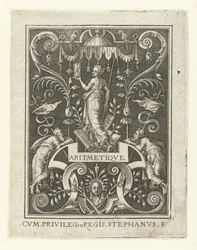 Aritmética
ARITMETIQUE (título sobre o objecto)
Quatro Artes Livres, Perspectiva e Arquitectura, apresentadas por mulheres (versão posterior) (título da série)