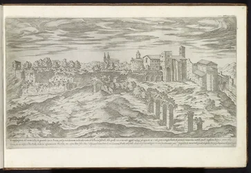 Monte Célio em Roma Bouwwerken uit de oudheid (título da série) Os vestígios da antiguidade de Roma coletados e retratos em perspectiva de Stefano Du Perac Parisino (título da série no objeto)
