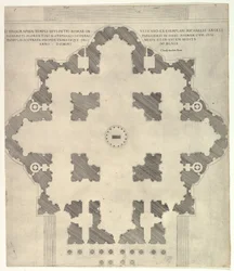 Vidro romano magnífico: Plano de St. PETERS, 1569.