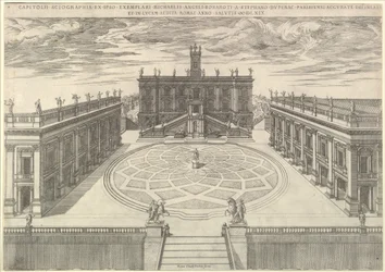 Vidro romano Vista magnífica do Capitólio romano, 1569.