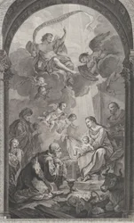 A Capela dos Enjeitados em Paris: Os Magos Gaspard e Melchior adorando o E..., 1752.