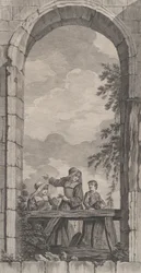 A Capela dos Enjeitados em Paris: Freiras e Meninos Olhando o Presépio,..., 1757.