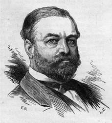 Retrato de Adolphe Cochery (1819 -1900), político francês. Gravura de Bocour em "Le Monde Illustré" n°1287 de 26 de novembro