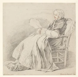 Estudo para LAccouchée, c.1750 (giz no papel)